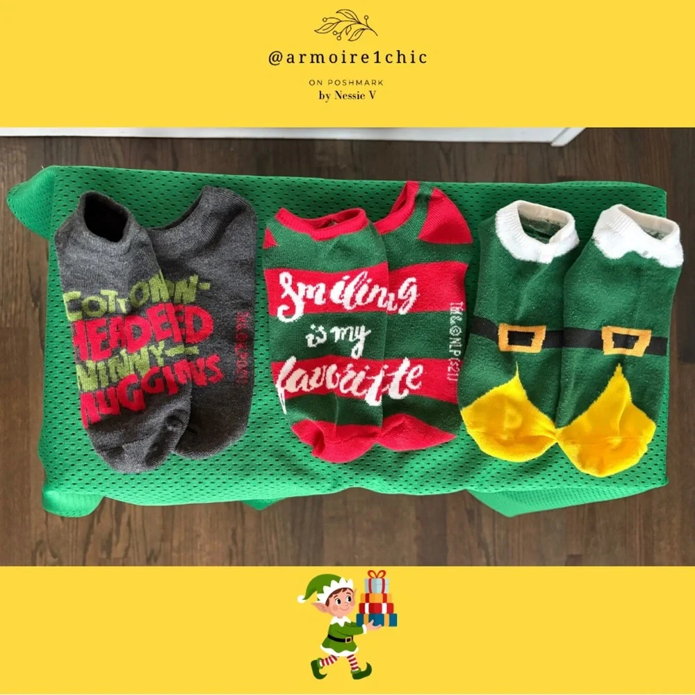 ELF MOVIE SOCKS | 4 Pairs | Christmas Holiday | Variety of Styles | Size 5-11